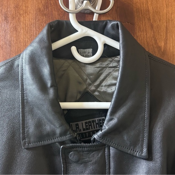 California L. A. Leather 20849 Vintage Black Soft Mid Length Jacket Size XL - Picture 10 of 16